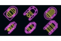 Inflatable boat icons set vector neon Product Image 1