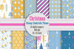 12 Christmas Digital Papers in Pink, Blue and Yellow Color Product Image 1