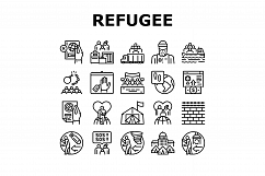 Refugee From Problem Collection Icons Set Vector Product Image 1