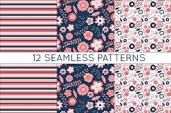 Navy and Coral Vector Digital Paper Product Image 5