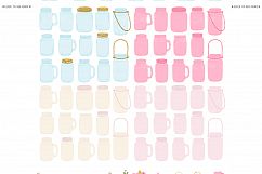 Pink and Gold Mason Jar Floral Wedding Clipart Product Image 2