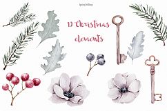 Scandinavian Christmas Watercolor Clipart Product Image 3