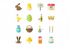 Happy Easter Flat Vector Icons Product Image 2