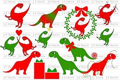 Dinosaurs Celebrate Christmas, Clip Art, Sublimation Product Image 3