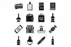 Airport duty free shop icons set, simple style Product Image 1