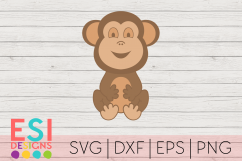 Cute Baby Monkey SVG | Kids SVG |Zoo SVG | SVG DXF EPS PNG Product Image 1