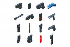 Taser icons set, isometric style Product Image 1