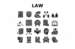 Law Justice Dictionary Collection Icons Set Vector Product Image 1