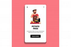 Potato Fries Cooking Chef In Air Fryer Vector Product Image 1