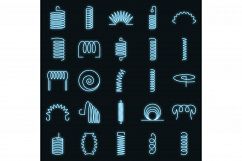 Coil icon set vector neon Product Image 1