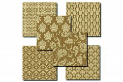 Burlap &amp; Damask Digital Paper - White Damask Burlap Paper Product Image 3