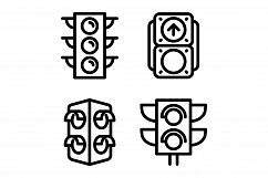 Traffic lights icons set, outline style Product Image 1