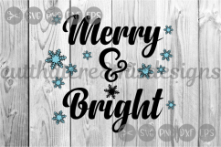 Merry &amp; Bright, Snowflakes, Christmas, Cut File, SVG. Product Image 1