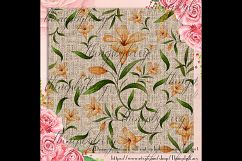 16 Flower and Burlap Digital Papers, Leaf, Floral, Natural Product Image 2