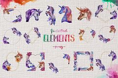 Colorful unicorn horse PNG watercolor set Product Image 8