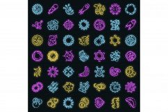 Bacteria icons set vector neon Product Image 1