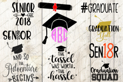 2018 graduation svg bundle, graduation clip art, graduation cap, circle monogram svg, graduation gift, senior 2018, class 2018, diploma svg, cricut Product Image 1
