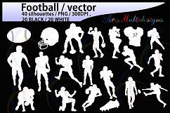 20B+20W football / football silhouette / High Quality /digital clipart / EPS / SVG /football players silhouette / game PNg file / DXF file Product Image 2