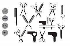 Hairdresser SVG Cut Files, Hairstylist SVG, Hairdresser Monogram SVG, Hairdresser Scissors Svg, Dxf, Svg, Silhouette Svg, Commercial Use. Product Image 2
