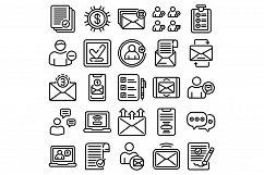 Request icons set, outline style Product Image 1