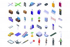 Airlines icons set, isometric style Product Image 1