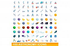 100 astronomy icons set, cartoon style Product Image 1