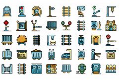 Railway platform icons set vector flat Product Image 1