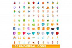 100 universal icons set, cartoon style Product Image 1