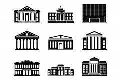 City theater museum icons set, simple style Product Image 1