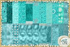 Turquoise blue digital papers with glitter and foil effect Product Image 2