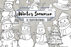 Winter Snowmen Digital Stamps Product Image 1