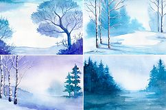 Winter Landscapes. Watercolor. Product Image 3
