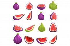 Figs icons set, cartoon style Product Image 1