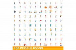 100 people icons set, cartoon style Product Image 1