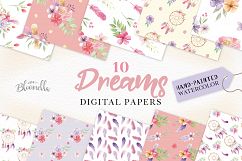 Dreamcatcher Flowers Patterns Digital Papers Purple Wedding Floral Product Image 1
