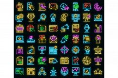 Advertising agency icons set vector neon Product Image 1