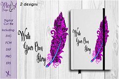 Doodle feather svg, feather svg, zentangle feather, cut file Product Image 2