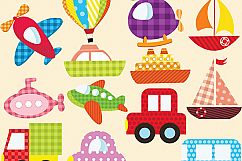 Cute Transportation Clipart Product Image 1