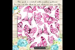 100 Seamless Watercolor Romantic Butterfly Digital Papers Product Image 2
