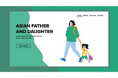 Asian Father And Daughter Walking Together Vector Product Image 1