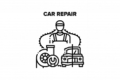 Car Repair Work Vector Black Illustration Product Image 1