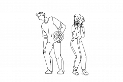 Neck And Back Pain Have Boy And Girl Couple Vector Product Image 1