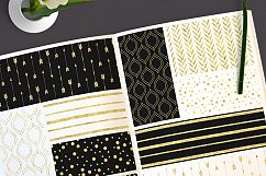 Digital Paper Pack Black White Gold - seamless patterns Product Image 3