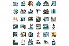Textile production icons set vector flat Product Image 1