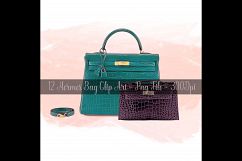 12 Painted Luxury Bags Clip Arts, Fashion and Roses Clip Art Product Image 4