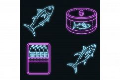 Tuna icon set vector neon Product Image 1