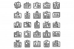 Id card icons set, outline style Product Image 1