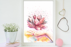 Be Zen Lotus Watercolor Art Product Image 15
