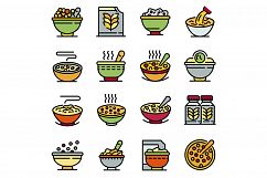 Cereal flakes icons set, outline style Product Image 1