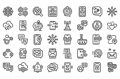 Messaging network icons set, outline style Product Image 1